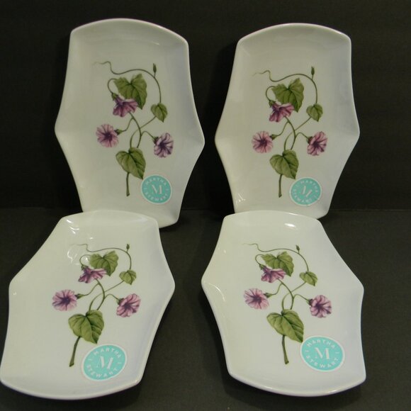 Martha Stewart Botanical Garden Shaped Decorative Plates Set of 4 Green Purple - Picture 1 of 7